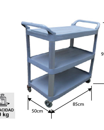 CARRO MULT. 3 BANDEJAS ACERO (85X45X90CM) (Modelo: CA3B-90)