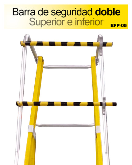 ESCALERA FIBRA V. PLAT. CON BARANDA 4 PELD (Modelo: EFP-04)