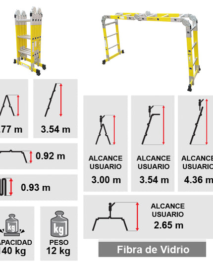 ESCALERA F. VIDRIO MULTIPROPOSITO (Modelo: EFV-12)