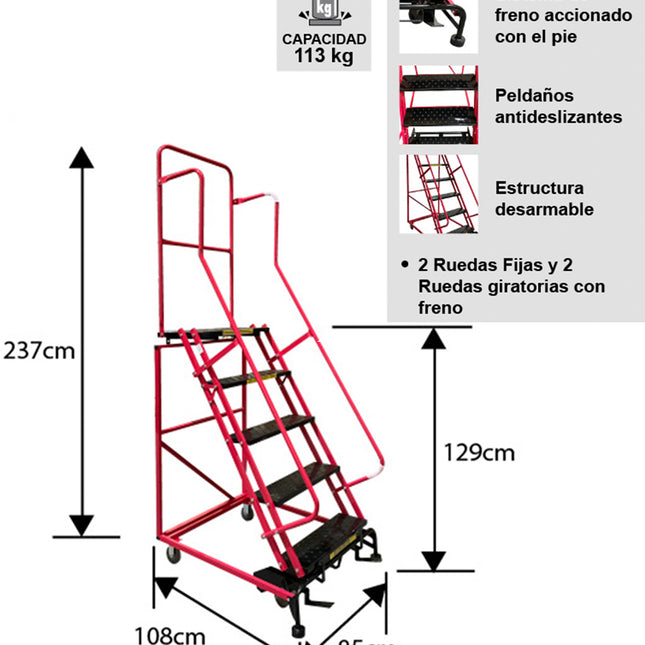 ESCALERA TIPO AVIÓN 1.2 M IMPORTADA (Modelo: ETA-120I)