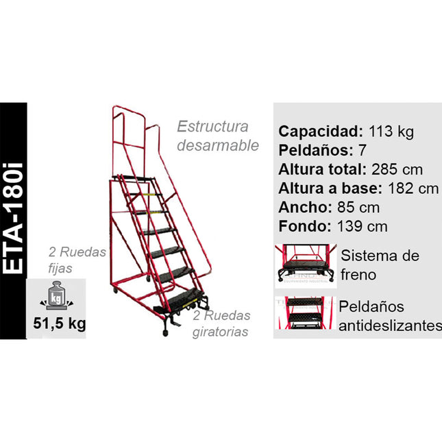 ESCALERA TIPO AVIÓN 1.8 M IMPORTADA (Modelo: ETA-180I)