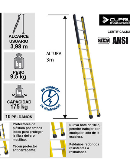 ESCALERA FIBRA P/ CAMARA 3 m (Modelo: FE8910)