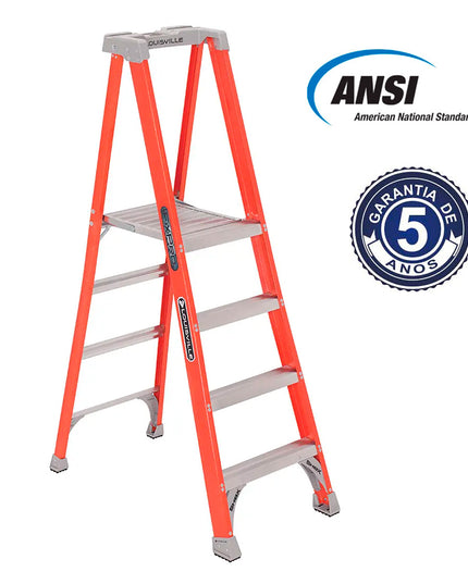 ESCALERA F. VIDRIO TIJERA PLATAFORMA  1.22 m (Modelo: FXP1704)
