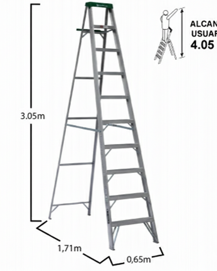 ESCALERA ALUMINIO TIJERA 3.05 M. (Modelo 2213-10)