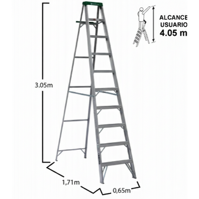 ESCALERA ALUMINIO TIJERA 3.05 M. (Modelo 2213-10)