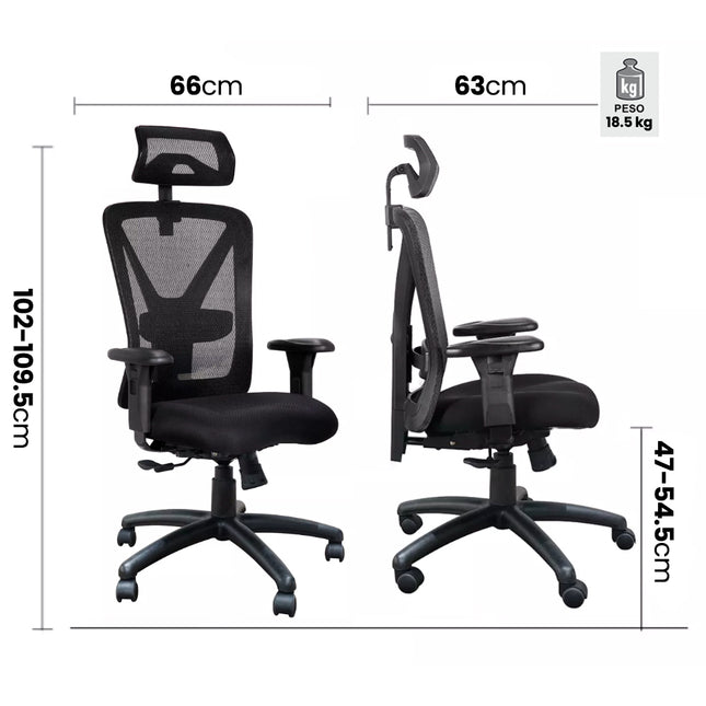 SILLA GERENCIAL BASE NYLON - ERGONOMICA (Modelo: KB-8931AS)