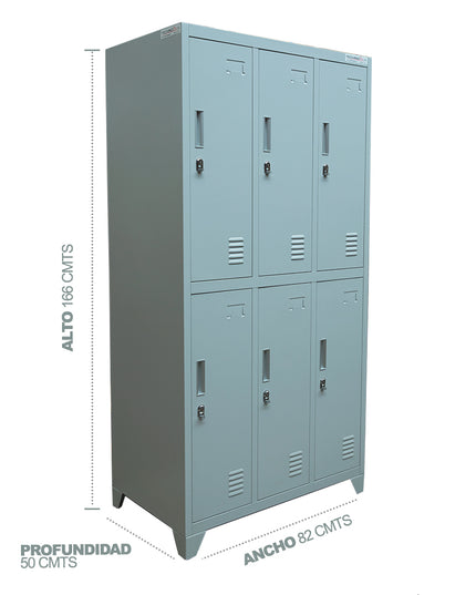 LOCKERS METALICO 6 CASILLEROS (Modelo: L300-2Q)