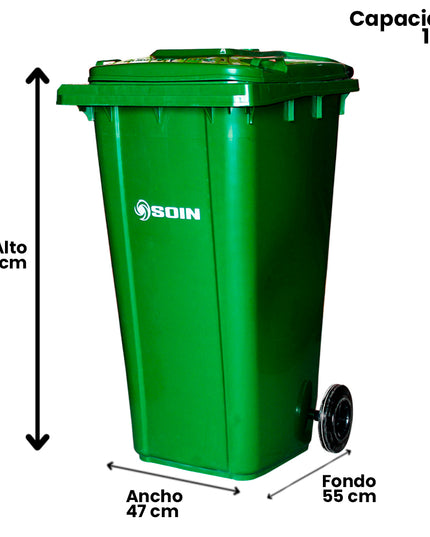 CONTENEDOR DE BASURA 120 LTS. VERDE (Modelo: AE-120V)