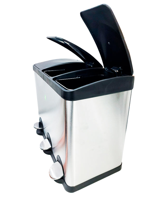 BASURERO TRIPLE ACERO INOX SOIN 15L X 3 (Modelo: BIN-15X3)