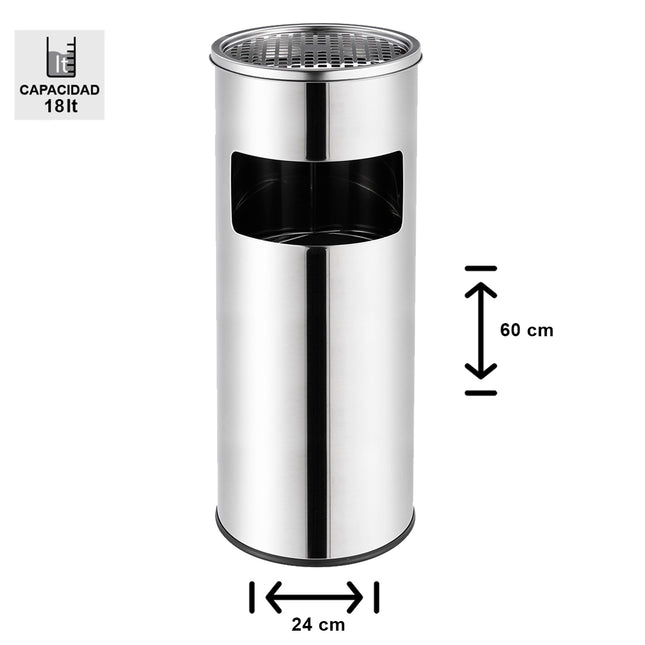 BASURERO CENICERO ACERO INOX SOIN 18LTS  (Modelo: BIN-CEN)