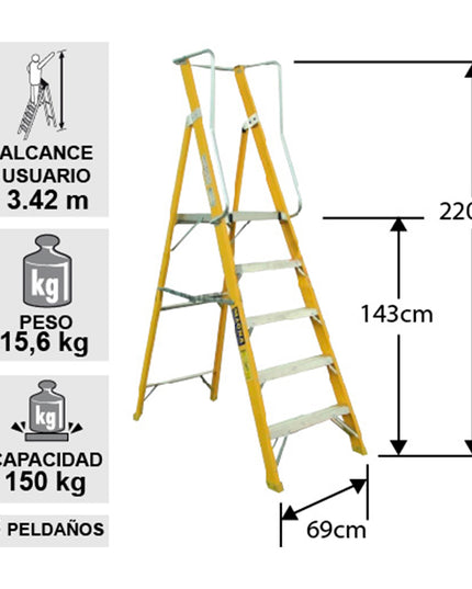 ESCALERA F. V. PLATAFORMA 1.40  m. (Modelo: EFP-05)