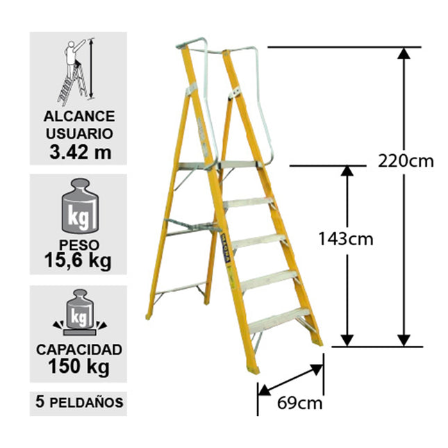 ESCALERA F. V. PLATAFORMA 1.40  m. (Modelo: EFP-05)
