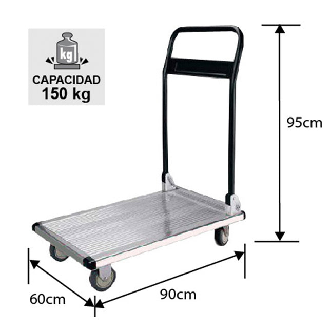 CARRO ALUM. MANGO ABAT. P. 150 KG.  (Modelo: FW-90)