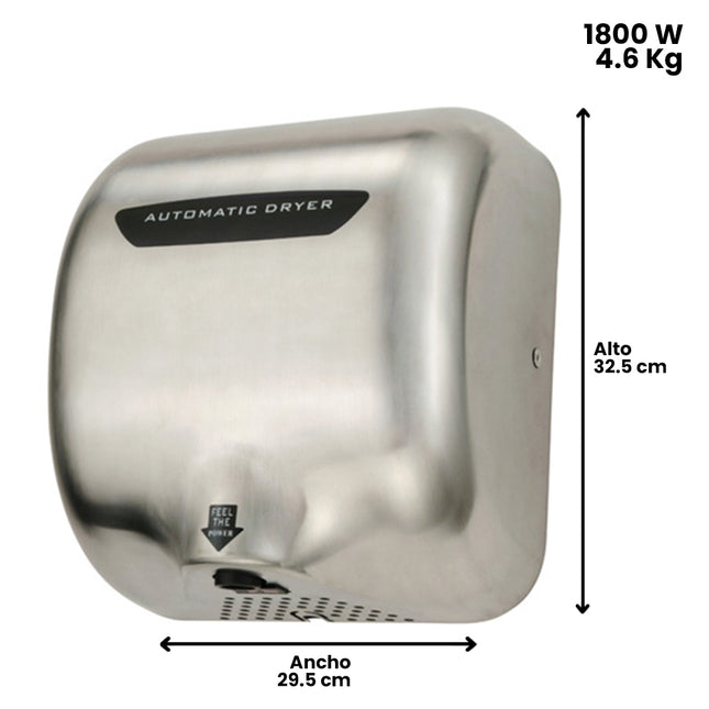 SECADOR DE MANOS ACERO INOX 1800W - 220V (Modelo: K2008)