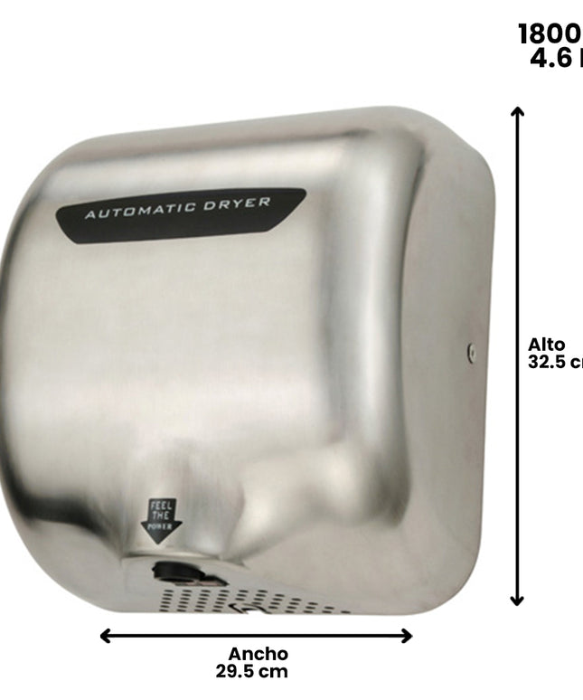 SECADOR DE MANOS ACERO INOX 1800W - 220V (Modelo: K2008)