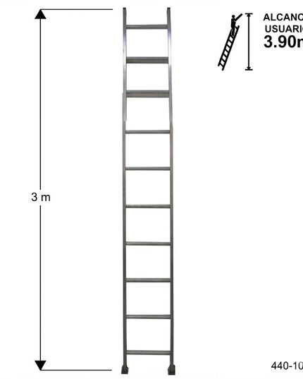 ESCALERA ALUMINIO RECTA SIMPLE 3.05 M. (Modelo: 440-10)