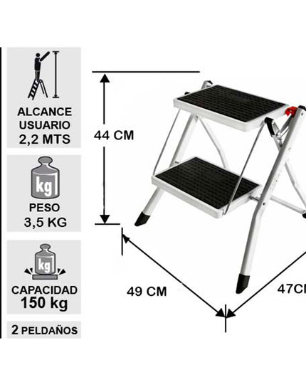 TABURETE PEGABLE MAGNA 2 PELDAÑOS (Modelo: TAB-02E)