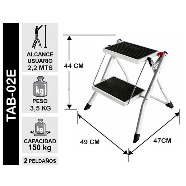 TABURETE PEGABLE MAGNA 2 PELDAÑOS (Modelo: TAB-02E)
